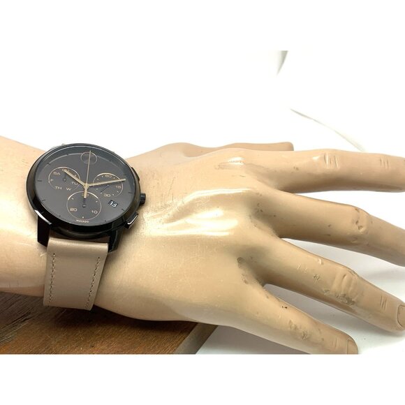 Movado Men's Watch 3600719 Swiss Quartz Chronograph Black Dial Leather Band 42mm - Picture 5 of 14